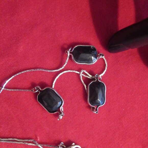 Whitby Jet necklace w/ Fools Gold inclusion, Silver accent, Pyrite, 925 - Picture 3 of 13